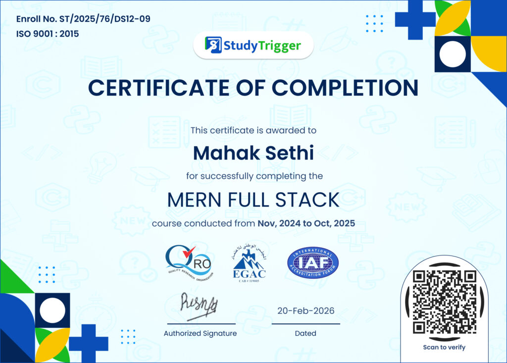 mern mahak sethi - Study Trigger